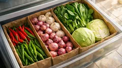 Trik rapikan laci sayur kulkas pakai kantong kertas, tanpa organizer mahal