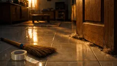 Trik sapu berlapis pita perekat untuk angkat rambut rontok di lantai dalam sekali usap