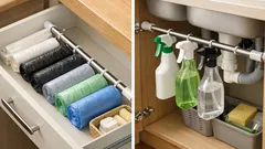 3 trik rapikan dapur pakai batang tension, tanpa paku dan tanpa ribet