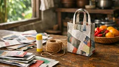 Cara membuat tas kertas dari koran bekas yang rapi dan bisa berdiri