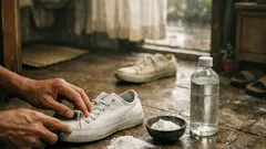 Cara menghilangkan noda kuning di sepatu putih dengan bahan rumahan yang aman